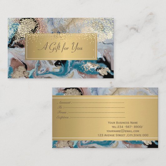 Elegant Modern Luxury Marble, Stone, Confetti Kortingskaartje (Voorkant / Achterkant)