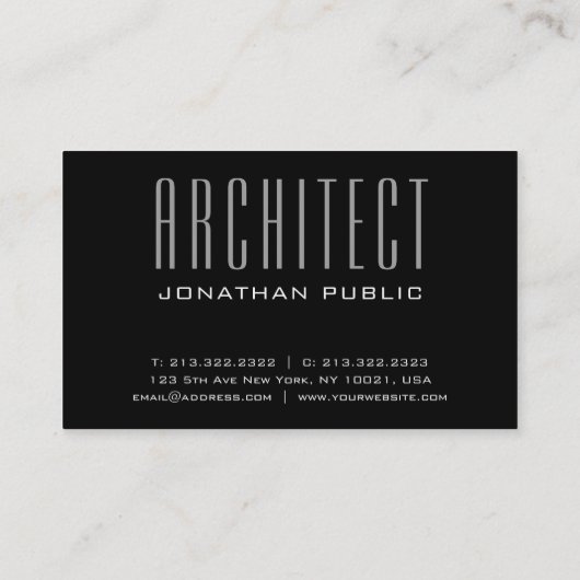 Elegant Modern Luxury Plain Architecture Visitekaartje (Achterkant)