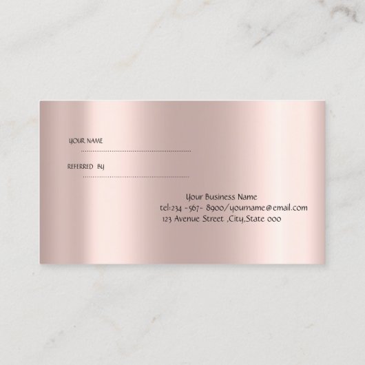 Elegant modern Luxury Striped Roos Gold Aanbevelingskaartje (Achterkant)