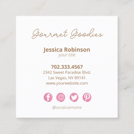 Elegant Modern Macaron Bakery Square Visitekaartje (Achterkant)