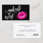 Elegant modern magenta roze lippen make-up kunsten visitekaartje (Voorkant / Achterkant)