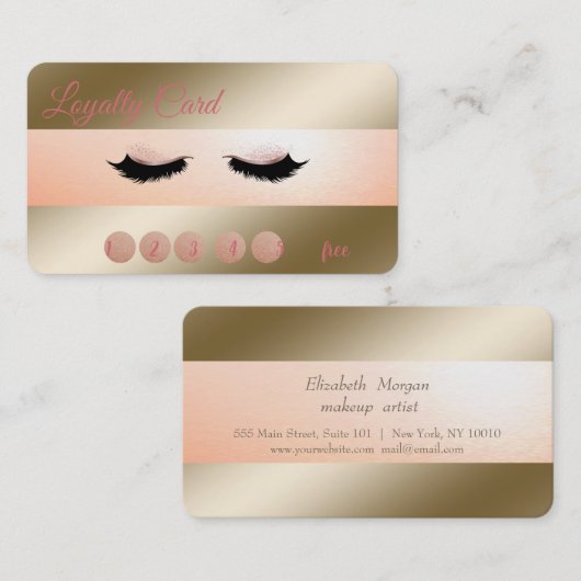 Elegant Modern Makeup, Faux Lashes Loyalty Card (Voorkant / Achterkant)