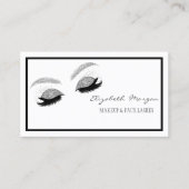 Elegant Modern Makeup, Silver Glitter Faux Lashes Visitekaartje (Voorkant)
