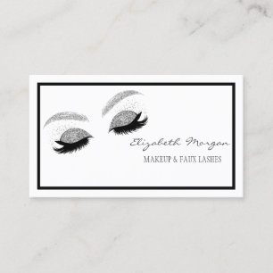 Elegant Modern Makeup, Silver Glitter Faux Lashes Visitekaartje