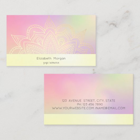 Elegant Modern Mandala Holographic Visitekaartje (Voorkant / Achterkant)