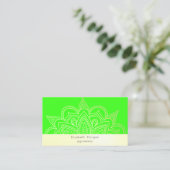 Elegant Modern Mandala Neon Green Visitekaartje (Staand voorkant)