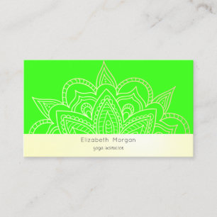 Elegant Modern Mandala Neon Green Visitekaartje