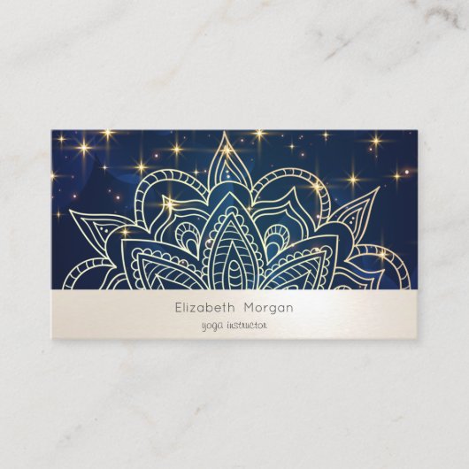 Elegant Modern Mandala Stars Navy Blue Visitekaartje (Voorkant)