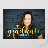 Elegant modern Manuscript Afstuderen Afstuderen Folie Uitnodiging (Voorkant)