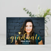 Elegant modern Manuscript Afstuderen Afstuderen Folie Uitnodiging (Staand Voorkant)