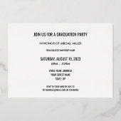 Elegant modern Manuscript Afstuderen Afstuderen Folie Uitnodiging (Achterkant)