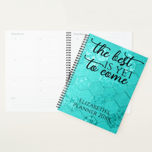 Elegant modern Manuscript Blauwgroen de Citaat van Planner (Display)