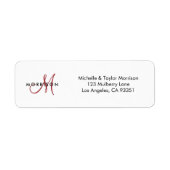Elegant modern Manuscript Monogram Rood Adres van  Etiket (Voorkant)