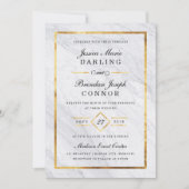 Elegant Modern Marble & Gold Wedding Invitations Kaart (Voorkant)