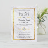 Elegant Modern Marble & Gold Wedding Invitations Kaart (Staand voorkant)