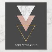 Elegant Modern Marble Pink Gold Voeg woorden toe V Wijn Etiket (Enkel label)
