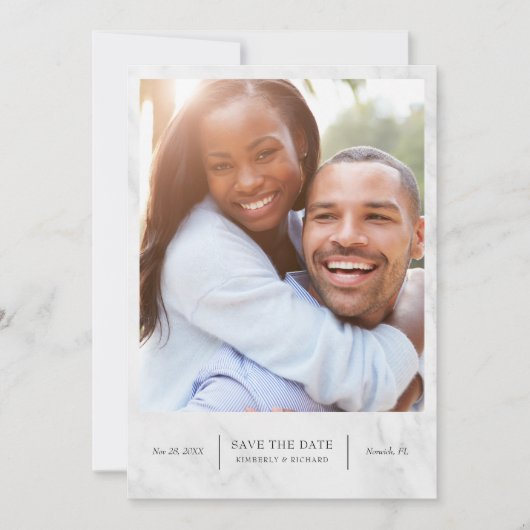 Elegant Modern Marble Trendy Save the Date Kaart (Voorkant)