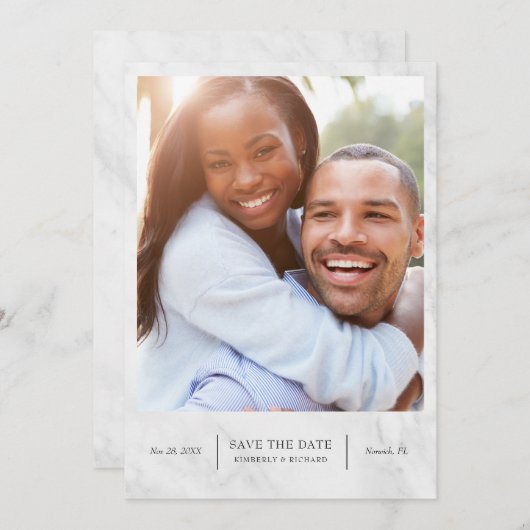 Elegant Modern Marble Trendy Save the Date Kaart (Voorkant / Achterkant)