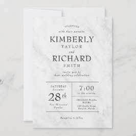 Elegant Modern Marble Trendy Wedding Invitation Kaart