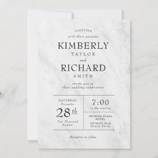 Elegant Modern Marble Trendy Wedding Invitation Kaart