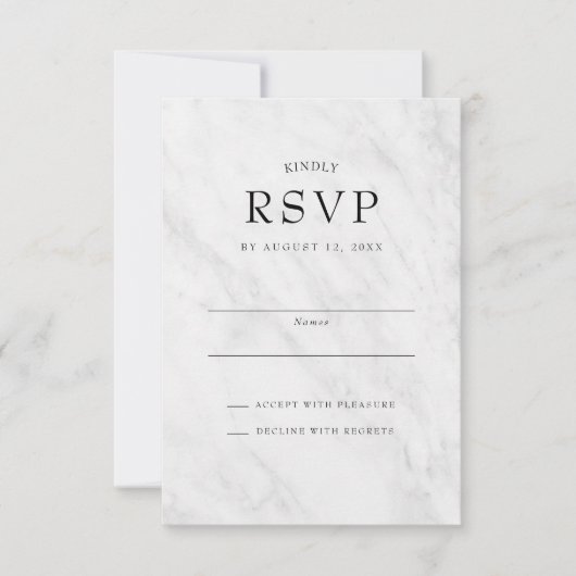 Elegant Modern Marble Trendy Wedding RSVP-kaarten Kaart (Voorkant)