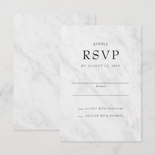 Elegant Modern Marble Trendy Wedding RSVP-kaarten Kaart (Voorkant / Achterkant)