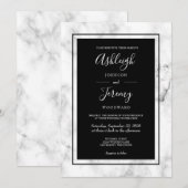 Elegant Modern Marble White Wedding Kaart (Voorkant / Achterkant)