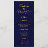 Elegant Modern Marine Blauw Bruiloft Diner Menu (Voorkant)