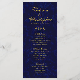 Elegant Modern Marine Blauw Bruiloft Diner Menu