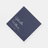 Elegant modern marine en witte script servet (Hoek)