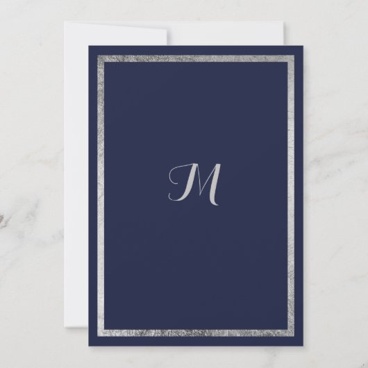 Elegant modern marineblauw faux zilver Afstuderen Kaart (Achterkant)