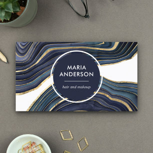 Elegant modern marineblauw gouden agaat geode edel visitekaartje