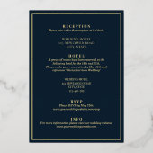 Elegant modern marinegoud blauw goud in één huweli folie uitnodiging (Achterkant)