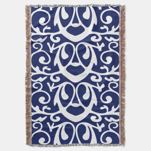  Elegant modern marinesblauw en wit patroon Deken (Voorkant Verticaal)