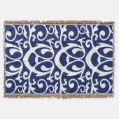  Elegant modern marinesblauw en wit patroon Deken (Voorkant)