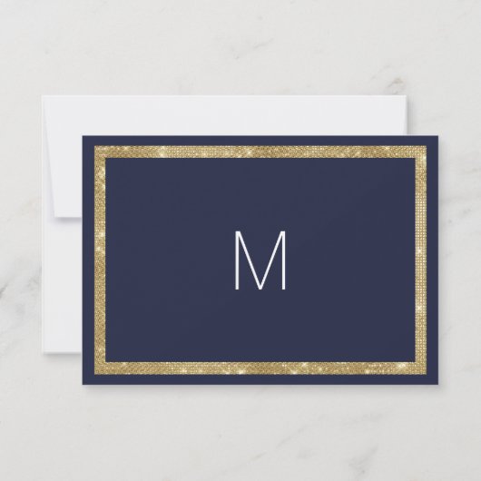 Elegant modern marinesequin Blue Gold Sequin Save Save The Date (Achterkant)