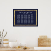 Elegant modern marinesequin Blue Gold Sequin Seati Poster (Keuken)