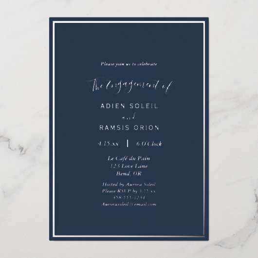 Elegant modern marinesolfpartij folie uitnodiging (Voorkant)