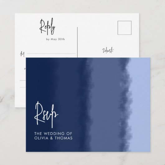 Elegant modern marinestrand Waves Wedding Meal RSV Uitnodiging Briefkaart (Voorkant / Achterkant)
