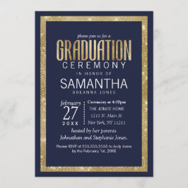 Elegant modern marinesultaat Blue Gold Sequin Afst Kaart