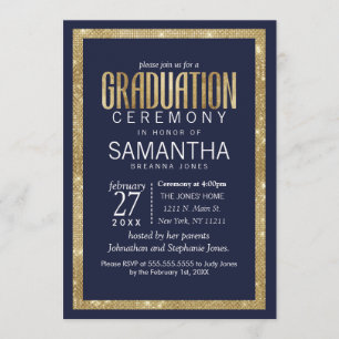 Elegant modern marinesultaat Blue Gold Sequin Afst Kaart