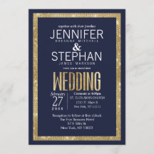 Elegant modern marinesultaat Blue Gold Sequin Wedd