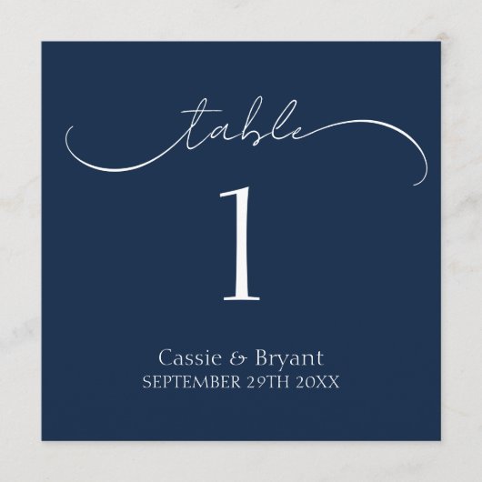 Elegant modern marinevlek Blue Wedding Table Numbe Programmakaart (Voorkant)