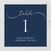 Elegant modern marinevlek Blue Wedding Table Numbe Programmakaart (Achterkant)