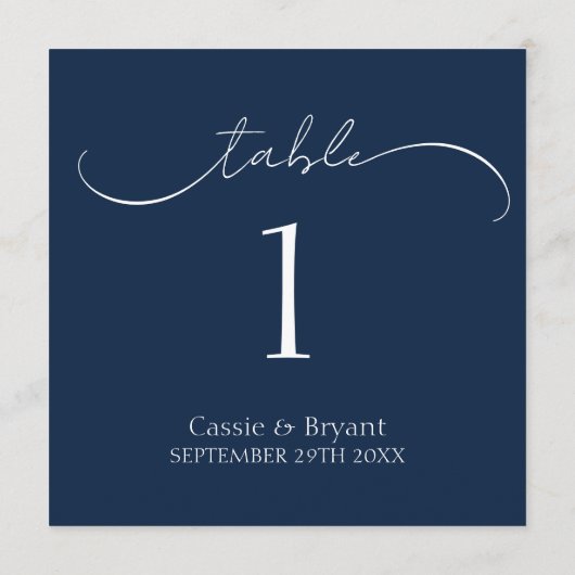 Elegant modern marinevlek Blue Wedding Table Numbe Programmakaart (Achterkant)