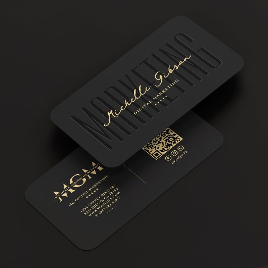 Elegant Modern Marketing Monogram Zwart Visitekaartje