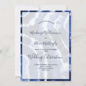 Elegant modern marmer Blue Marble Tie Dye Wedding Kaart (Voorkant)