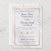 Elegant modern marmer en Roos Gold Wedding Kaart (Voorkant)