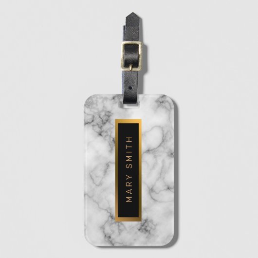 Elegant modern marmer Gold Bagagelabel (Voorkant (verticaal))