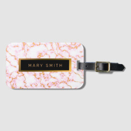 Elegant modern marmer Gold Bagagelabel